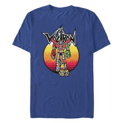 Voltron: Defender of the Universe Voltron Pixel Young Men's Short Sleeve Tee Shirt, Royal