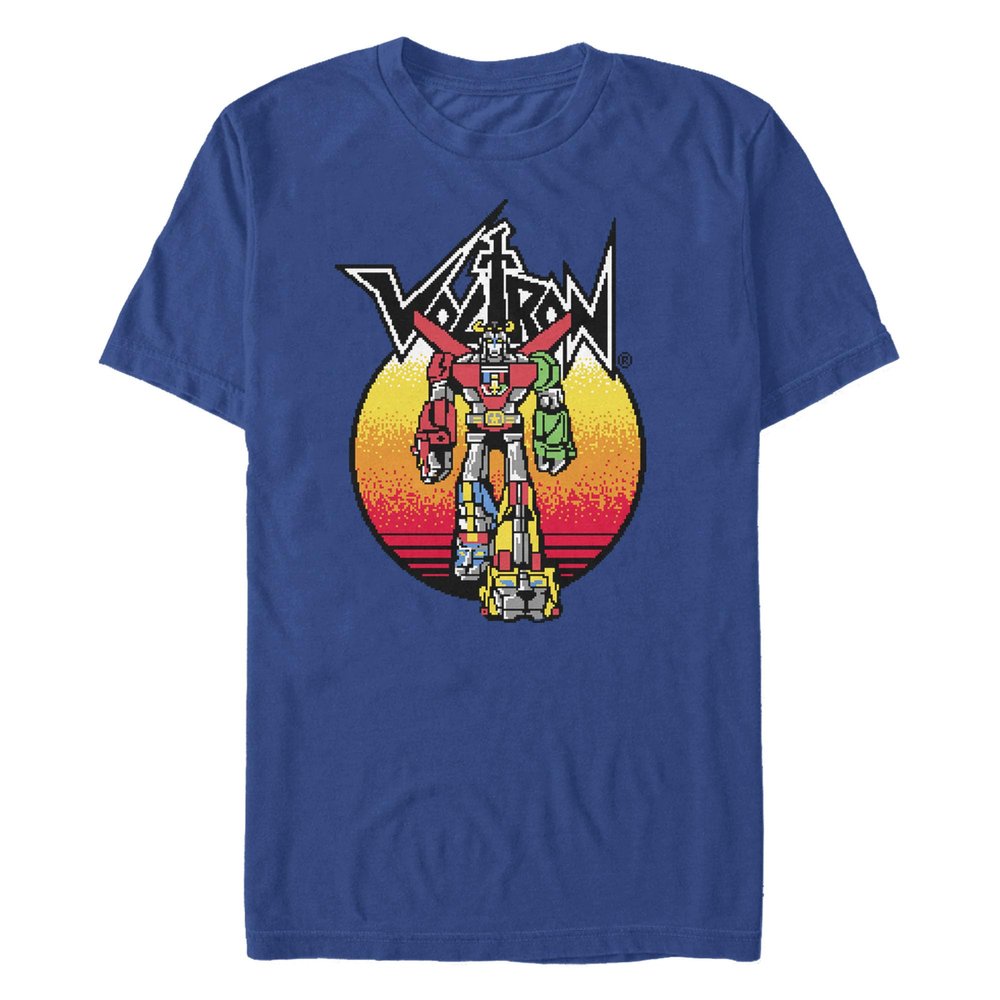 Voltron: Defender of the Universe Voltron Pixel Young Men's Short Sleeve Tee Shirt, Royal