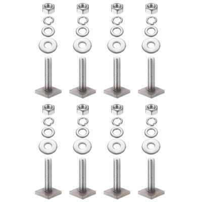PATIKIL T Slot Bolts M8 x 35mm, 8 Set Square Head T Bolts Roof Rack Stainless Steel T Track Bolts with Nut Washers for Bike Ski Kayak Rack