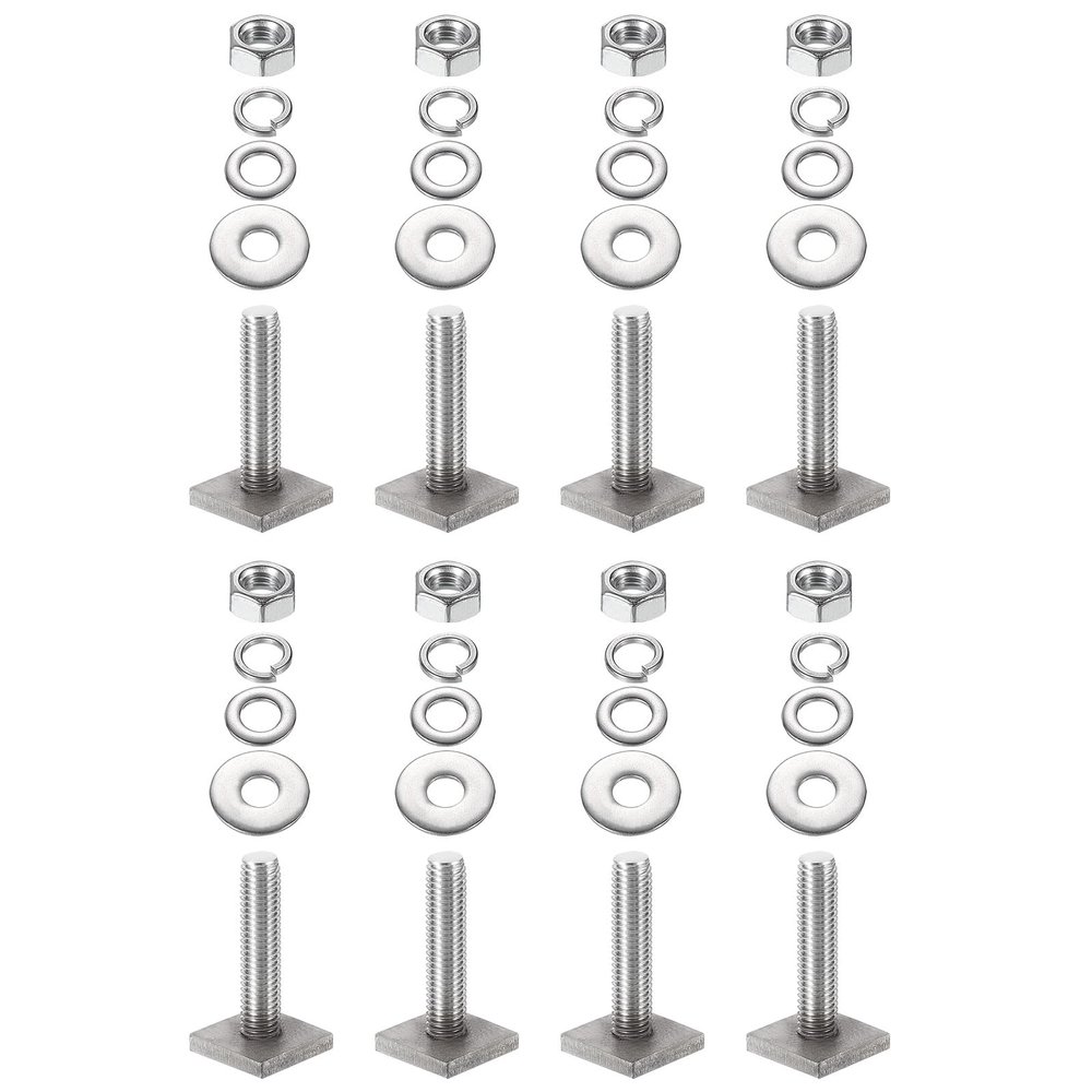 PATIKIL T Slot Bolts M8 x 35mm, 8 Set Square Head T Bolts Roof Rack Stainless Steel T Track Bolts with Nut Washers for Bike Ski Kayak Rack