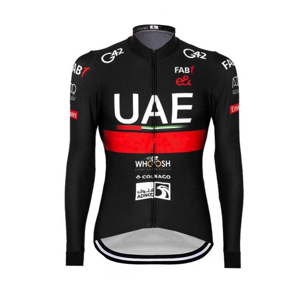 2024 Spring Autumn Sunsreen Thin Pro Team UAE BLACK Long Sleeve Cycling Jersey For Men,Breathable Road Bike Shirt Quick Dry Bicycle Clothing (S)