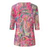 3/4 Length Sleeve Womens Tops Spring Summer Clothes for Women 2026 Plus Size Crew Neck Pink Paisley Floral Print Shirts for Women Trendy Causal Three Quarter Sleeve Tops 2026 Pinks XXL view 4
