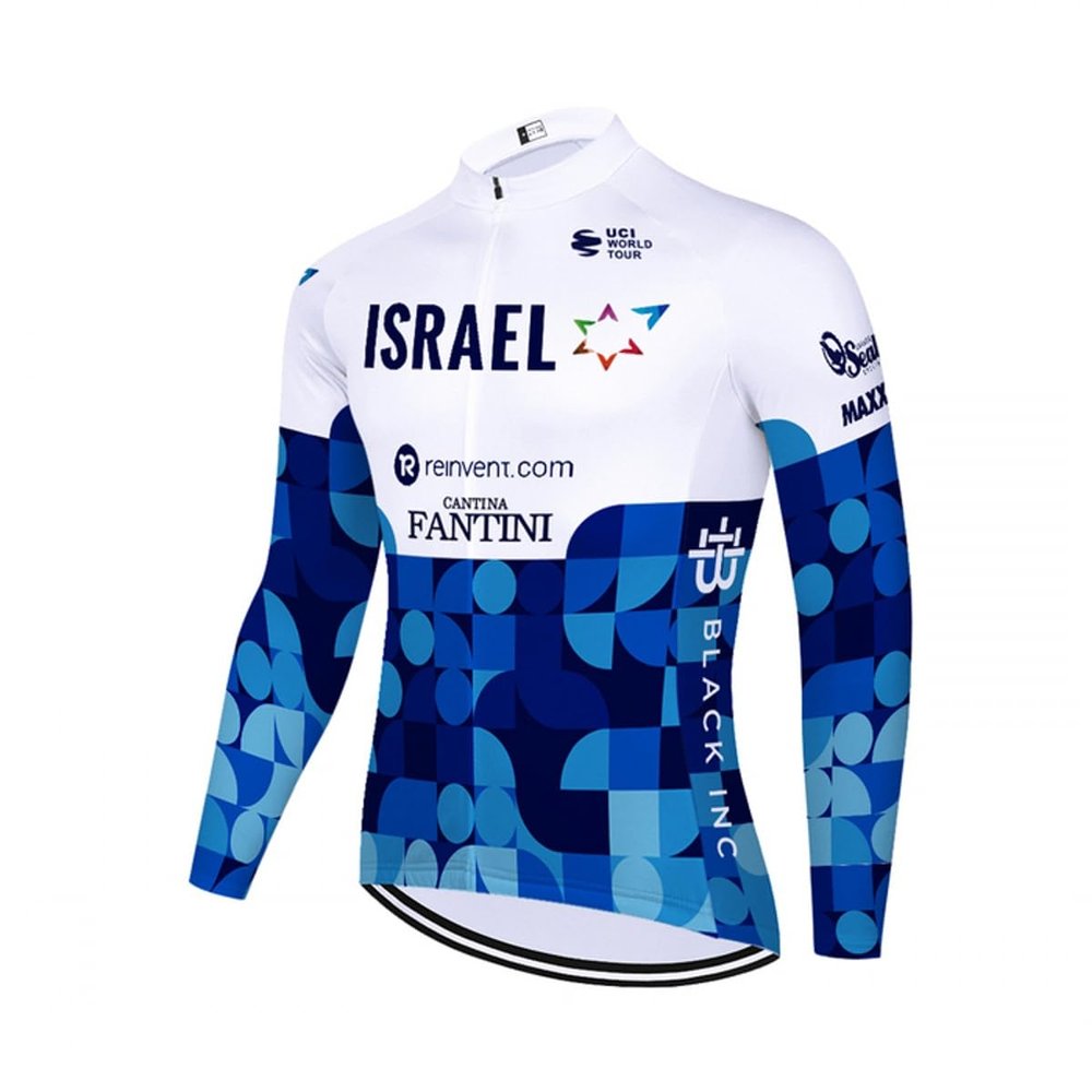 Spring Autumn Sunsreen Thin Pro Team ISRAEL Long Sleeve Cycling Jersey For Men,Breathable Road Bike Shirt Quick Dry Bicycle Clothing (S)