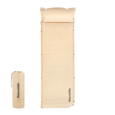Naturehike Air Mattress Single/Double Size Camping Bed with Buckle Design Portable Bed Ultralight Backpacking Sleeping Pad Included Pillow No Pump Required,for Family Camping,Travel (3cm, Single)