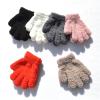 1pair Winter Children Fleece Gloves Kids Windproof Full Finger Gloves With Elastic Cuffs Skiing Cycling Mitten view 3