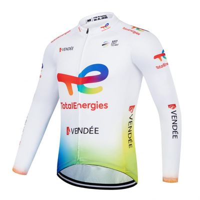 Spring Autumn Sunsreen Thin Pro Team Totalenergies Long Sleeve Cycling Jersey For Men,Breathable Road Bike Shirt Quick Dry Bicycle Clothing (2XL)