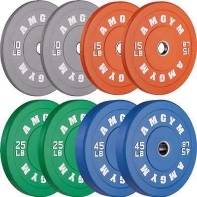 AMGYM Color Olympic Bumper Plate, Weights Plates, Bumper Weight Plate, Steel Insert, Strength Training(190lb set-10lb*2, 15lb*2, 25lb*2, 45lb*2)