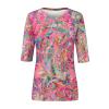 3/4 Length Sleeve Womens Tops Womens Spring Summer Outfits 2026 Plus Size Casual Pink Paisley Floral Print T Shirt Ladies Crew Ncek Trendy Womens Three Quarter Sleeve Tops 2026 Pinks XL view 3