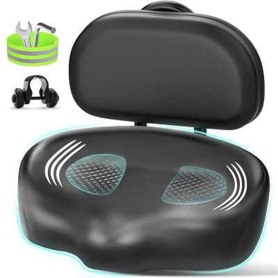 Oversized Noseless Bike Seat with Backrest, Bicycle Seat for Women Men Extra Comfort Wide, Comfortable Universal Fit for Peloton Bikes, Exercise Stationary Mountain Bike Seats Cushion