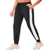 addigi Women's Joggers Pants with Zipper Pockets High Waisted Athletic Drawstring Lightweight Sweatpants for Women Workout Lounge Black White Medium view 1