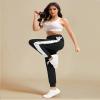 addigi Women's Joggers Pants with Zipper Pockets High Waisted Athletic Drawstring Lightweight Sweatpants for Women Workout Lounge Black White Medium view 3