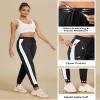 addigi Women's Joggers Pants with Zipper Pockets High Waisted Athletic Drawstring Lightweight Sweatpants for Women Workout Lounge Black White Medium view 4
