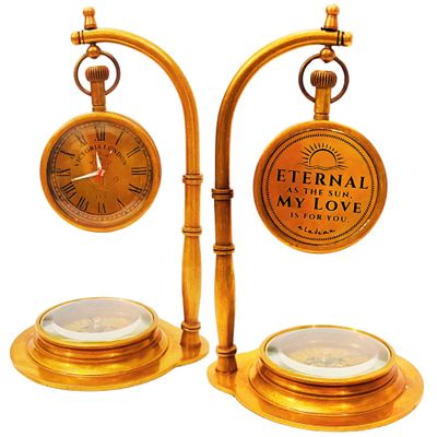 Anniversary Table Clock Compass | Romantic Vintage Lovers Decor for Him Her | Wedding Anniversary 50th 40th 25th 20th 1st Gift Idea for Husband Wife Boyfriend Girlfriend (Eternal Love - NEO)