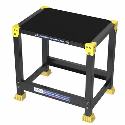 GanFindX Steel Plyo Box 12/18 Inch Surface Metal Plyometric Jumping Box Home Gym Jump Trainer for Fitness Exercise Agility Stamina Conditioning Strength Training and Dumbbell Rack (18''Black)