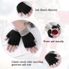 LADES Fingerless Gloves for Women Warm - Winter Thermal Gloves Knitted Soft Half Fingers Mittens for Driving Working Typing view 3
