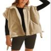 GTLIAE Womens Sherpa Fleece Vest Oversized Sleeveless Jacket Casual Outerwear Gilet with Pockets(Khaki-L) view 1