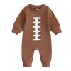 Socutebabe Newborn Baby Football Outfit Football Long Sleeve Romper Jumpsuit One Piece Hooded Bodysuit Fall Clothes 0-18M (football-Coffee, 3-6 Months) view 1