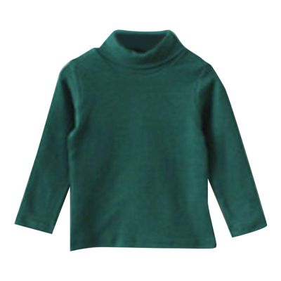 Baby Little Girls Puff Long Sleeve Turtleneck T-Shirt Tops Toddler Kids Basic Solid Color Blouse (Green, 2-3 Years)