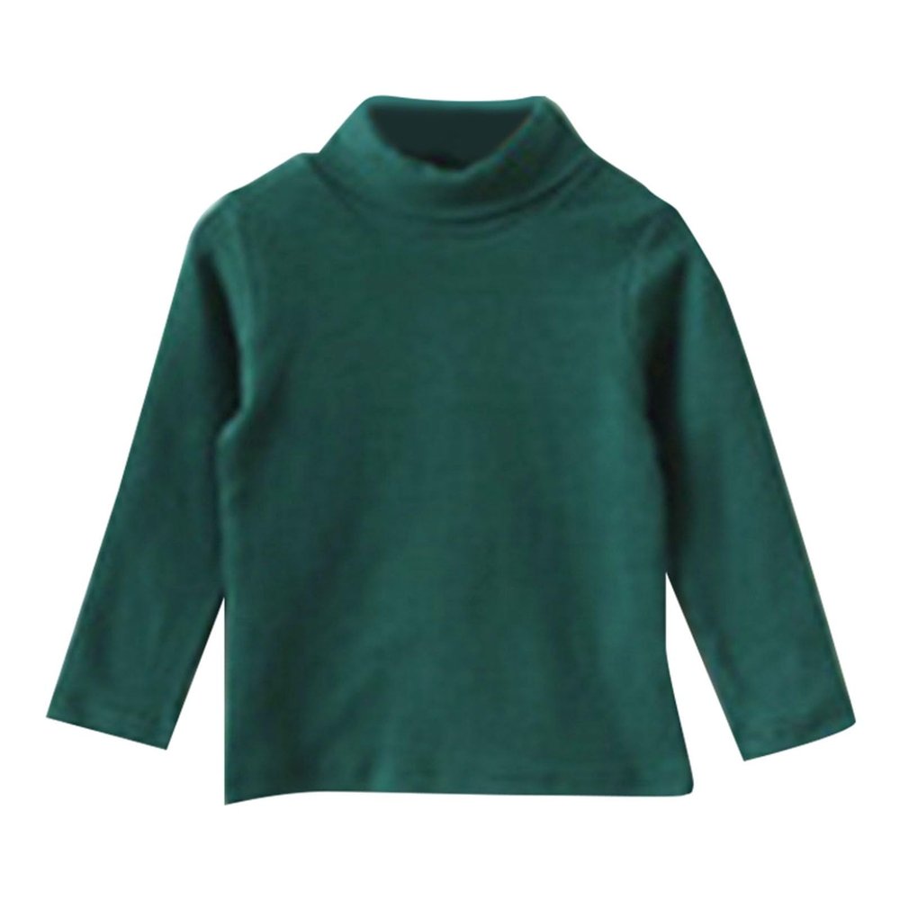 Baby Little Girls Puff Long Sleeve Turtleneck T-Shirt Tops Toddler Kids Basic Solid Color Blouse (Green, 2-3 Years)
