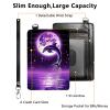 DHYYDSQZ Slim Minimalist Wallet for Men Women Small Credit Card Holder Wallet Front Pocket RFID Blocking Wallets Travel Card Case with ID Window Card Organizer & Wristlet,Purple Moon Dolphin Jumping view 3