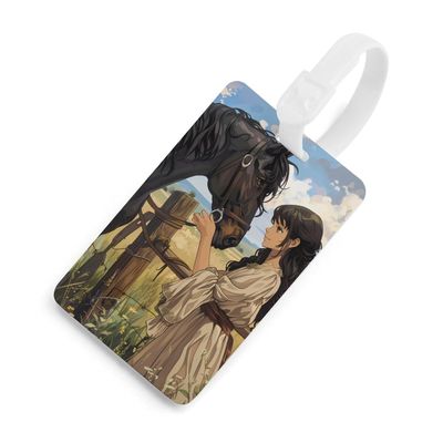 Farmhouse Horse Women Luggage Tag Suitcase Baggage Tags TPU Travel Accessories Name Tags for Women Men White-Color