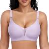Wireless Bras for Women Lace V Neck No Underwire Push Up Bra Seamless Braslettes Supportive Full Coverage Plus Size Everyday Bras (Purple,Medium) view 1