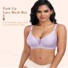 Wireless Bras for Women Lace V Neck No Underwire Push Up Bra Seamless Braslettes Supportive Full Coverage Plus Size Everyday Bras (Purple,Medium) view 2