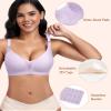 Wireless Bras for Women Lace V Neck No Underwire Push Up Bra Seamless Braslettes Supportive Full Coverage Plus Size Everyday Bras (Purple,Medium) view 3
