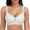 Wireless Bras for Women Lace V Neck No Underwire Push Up Bra Seamless Braslettes Supportive Full Coverage Plus Size Everyday Bras (White,2X-Large) view 1