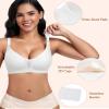 Wireless Bras for Women Lace V Neck No Underwire Push Up Bra Seamless Braslettes Supportive Full Coverage Plus Size Everyday Bras (White,2X-Large) view 3