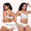 Wireless Bras for Women Lace V Neck No Underwire Push Up Bra Seamless Braslettes Supportive Full Coverage Plus Size Everyday Bras (White,2X-Large) view 4