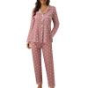 Womens Soft Sexy Pajama Sets,2c ounge Set Polka Dot Print Buttons Long Sleeve Loungewear Set Sleepwear (Pink, M) view 1