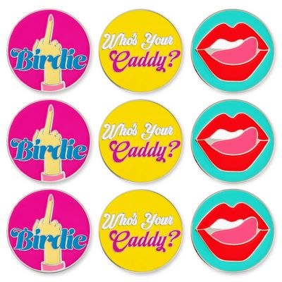PinMart's Birdie Golf Accessories for Women 9 Piece Ball Marker Set