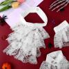 Beupy Victorian Lace Jabot Neck Ruff Collar and Cuffs Set 4-Layer Black Unisex Victorian Mini Cape Colonial Cuffs Costume Accessory Renaissance Costume Accessories for Halloween Cosplay Party view 3