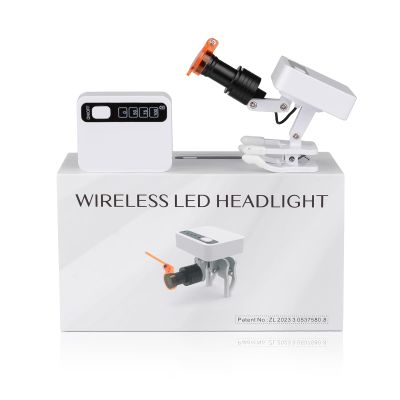 White 5W LED Headlight Clip Magnet Square Light Adjustable Headlamp with 2 Repalcment Batteries Portable Binocular Headlamp for Head Light Brightness Adjust 