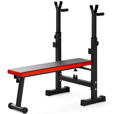 Reddit Folding Adjustable Weight Bench with Barbell Rack, Multi-Function Workout Bench for Home Gym - 48.27" x 25.61" x 44.72" (Red)