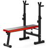 Reddit Folding Adjustable Weight Bench with Barbell Rack, Multi-Function Workout Bench for Home Gym - 48.27" x 25.61" x 44.72" (Red) view 1