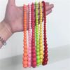 Fuqimanman2020 Colorful Neon Acrylic Beaded Necklace Earrings Set for Women 70s 80s Retro Circle Round Dangle Drop Earrings Boho Exaggerated Geometry Necklace Earrings Jewelry Gift-Hot Pink view 3