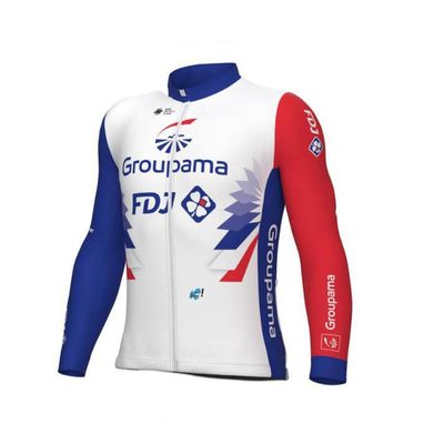 Spring Autumn Sunsreen Thin Pro Team Groupama FDJ Long Sleeve Cycling Jersey For Men,Breathable Road Bike Shirt Quick Dry Bicycle Clothing (S)