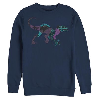Jurassic World Fallen Kingdom DNA Raptor Mens Pullover Crew Fleece, Navy