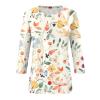 3/4 Length Sleeve Womens Tops 2026 Spring Summer Clothing for Women Plus Size Shirts for Women 3/4 Sleeve Tops Crew Ncek Floral Print Trendy Causal Blouse A11 Beige 3XL view 3