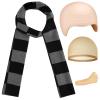 MEEZY 4 Pcs Cosplay Costume Accessories Adults, Black Gray Striped Scarf with Nose Bald Cap for Men Halloween Cosplay Party Dress Up view 2
