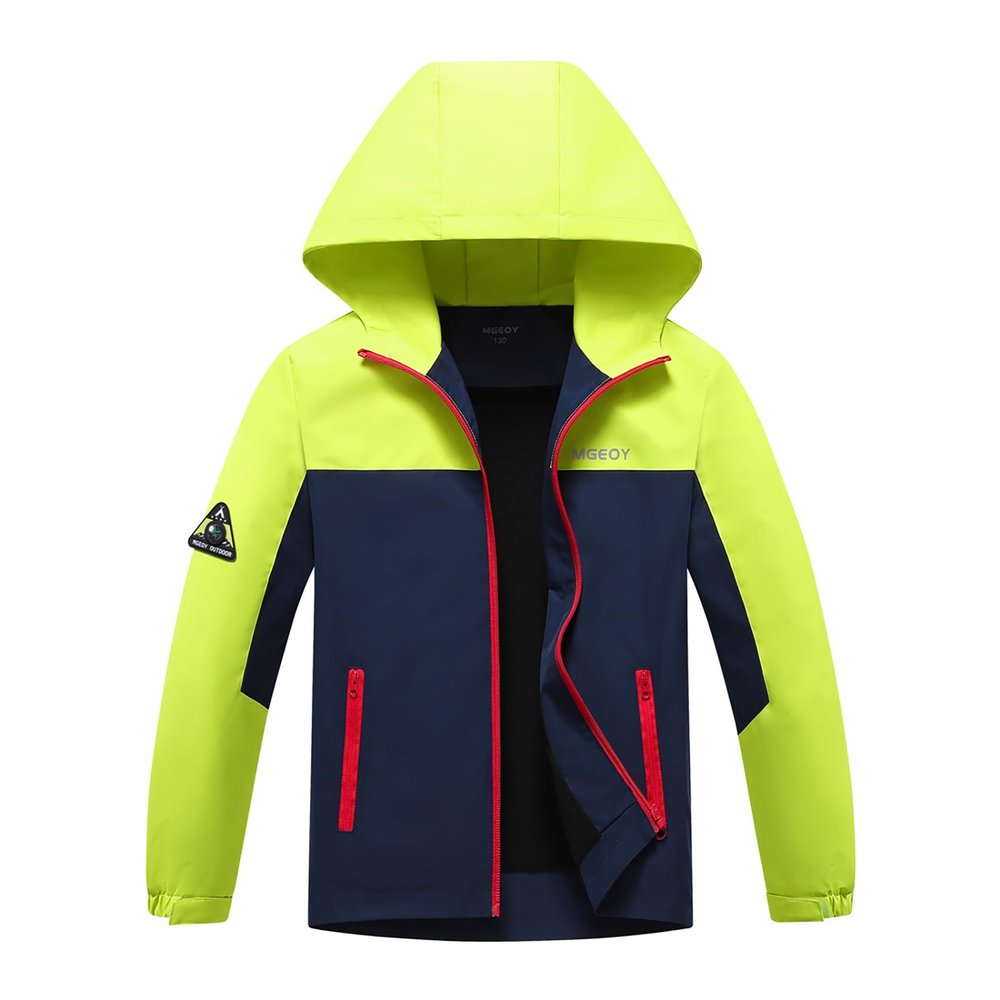 MGEOY Boys Girls Rain Jackets Lightweight Waterproof Hooded Raincoats Windbreakers for Kids 4-14Y