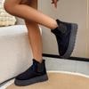 Women's Solid Color Fluffy Boots, Slip On Platform Soft Sole Boots, Winter Plush Non-Slip Warm Boots (Black,8) view 2