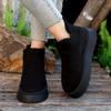 Women's Solid Color Fluffy Boots, Slip On Platform Soft Sole Boots, Winter Plush Non-Slip Warm Boots (Black,8) view 4