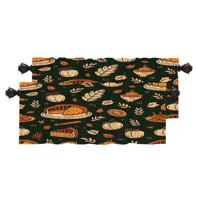 BaoNews Thanksgiving Seamless Pattern Kitchen Valances for Windows, Apple Pear Leaves Pumpkin Blackout Valances Curtains Multilayer Polyester Drapes for Kitchen Bedroom 2 Pack 52X16 Inches