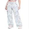 Betusline Girl's High Waist Wide Leg Cargo Pants Y2K Parachute Pants with Pockets and Drawstring, Butterfly Blue, 13-14 Years = Tag 170 view 1