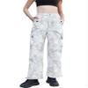 Betusline Girl's High Waist Wide Leg Cargo Pants Y2K Parachute Pants with Pockets and Drawstring, Butterfly Blue, 13-14 Years = Tag 170 view 2
