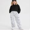 Betusline Girl's High Waist Wide Leg Cargo Pants Y2K Parachute Pants with Pockets and Drawstring, Butterfly Blue, 13-14 Years = Tag 170 view 3