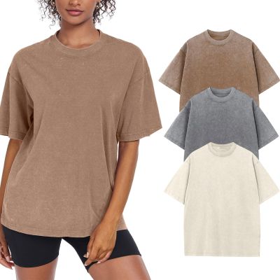 3 Pack Womens Washed Vintage Oversized T-Shirt Baggy Workout Tops Short Sleeve Cotton Tshirts Streetwear Boyfriend Tee(W-BGCFGY,m)